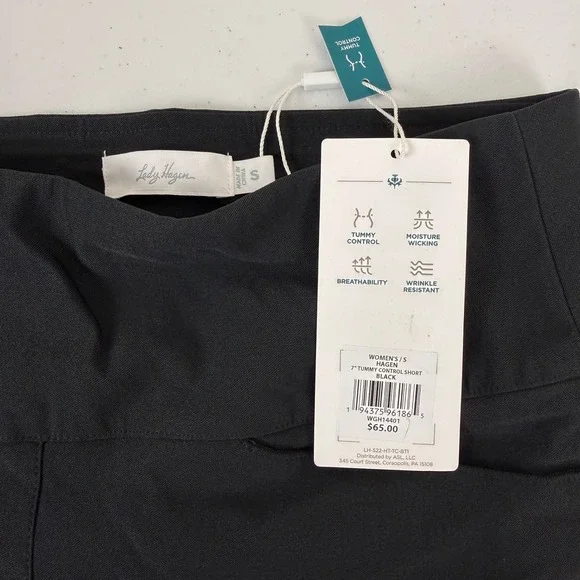 Lady Hagen Pull On Shorts Women S Black Tummy Control Golf Athletic WGH14401 7" - Picture 5 of 9